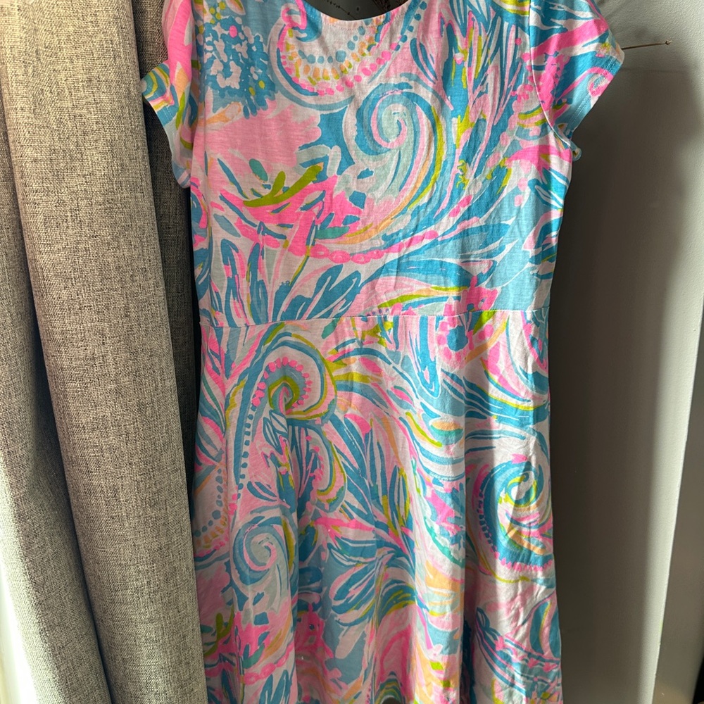 Lilly Pulitzer Girls Multicolor Pink Blue Paisley Casual Dress - Picture 2 of 4